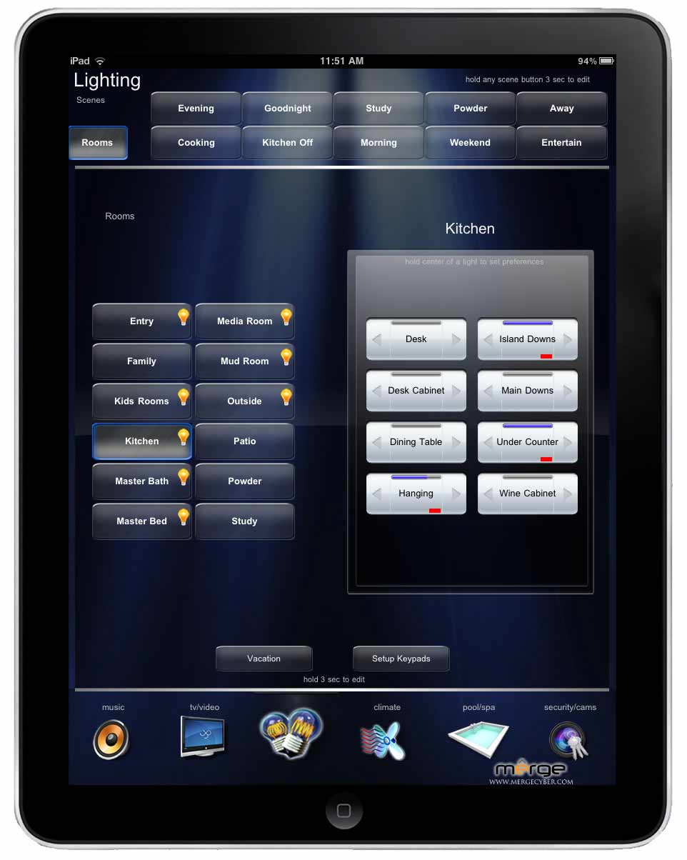 iPad Home Automation Lighting